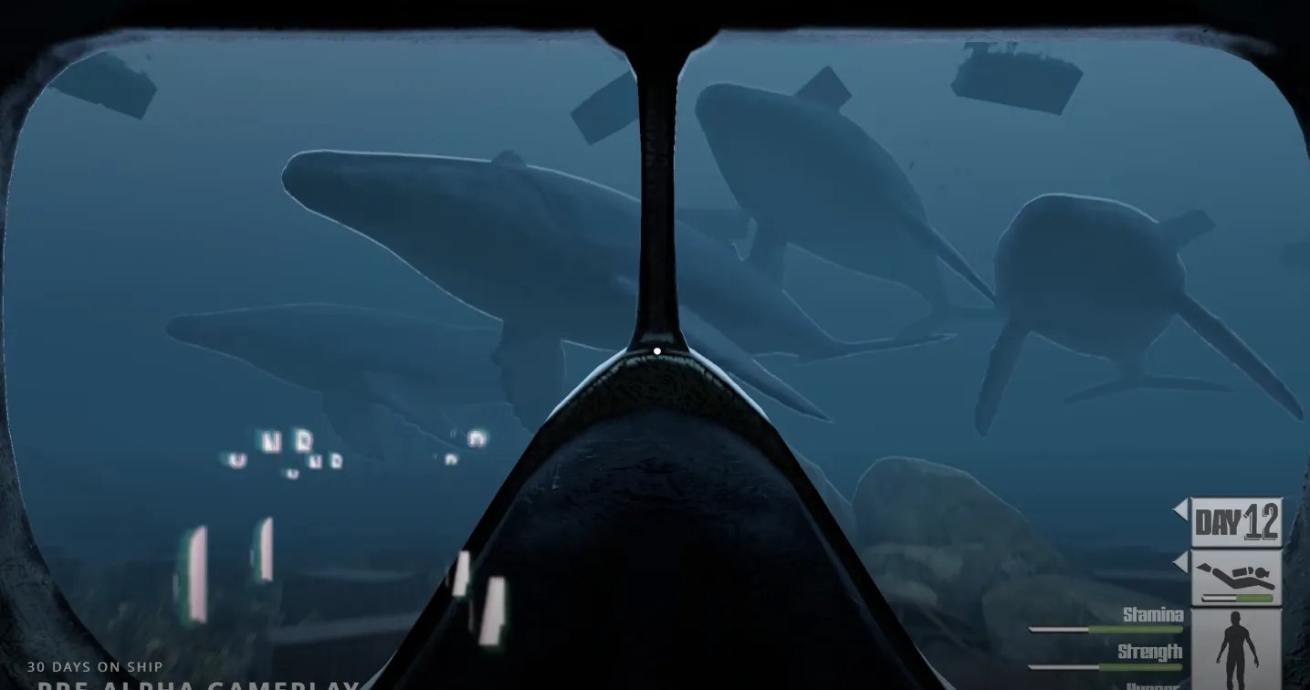 Underwater exploration and marine threats in pre-alpha 30 Days on Ship footage
